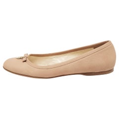 Fendi Beige Leather Ballet Flats Size 38.5