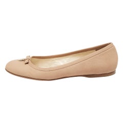 Fendi Beige Leather Ballet Flats Size 38.5