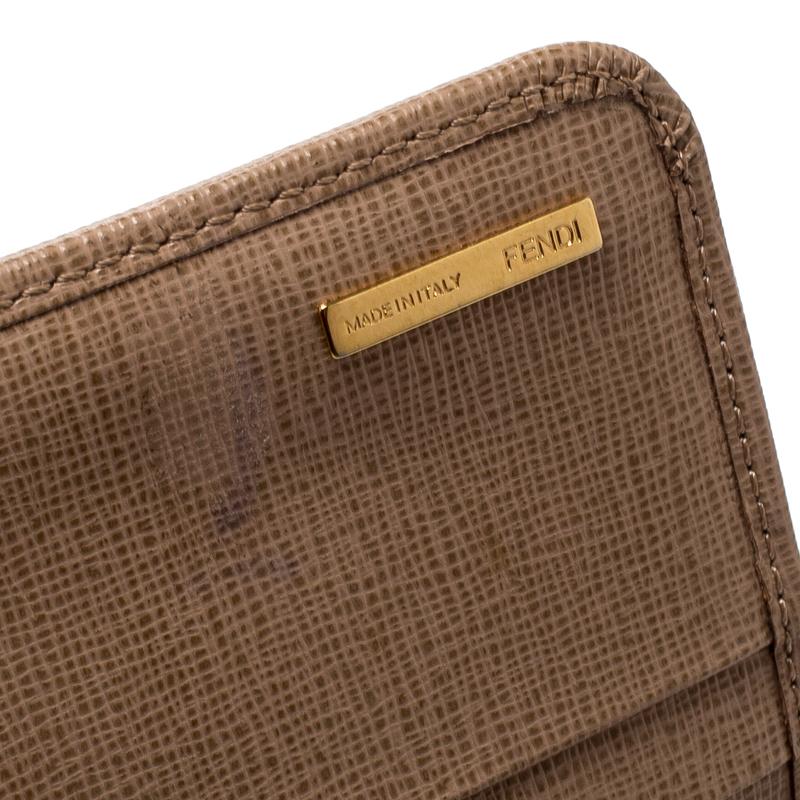 Fendi Beige Leather Elite Continental Wallet 1