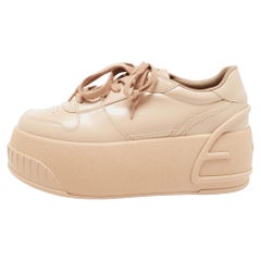 Fendi Beige Leather Fashion Show Platform Sneakers Size 39.5