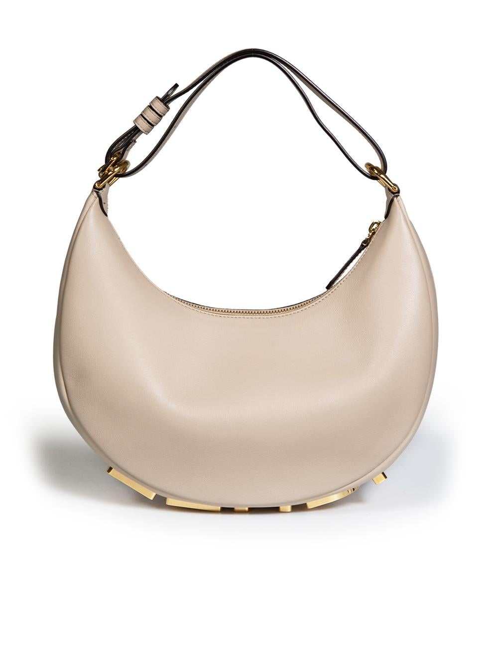 Fendi Beige Leather Fendigraphy Small Shoulder Bag In Excellent Condition In London, GB