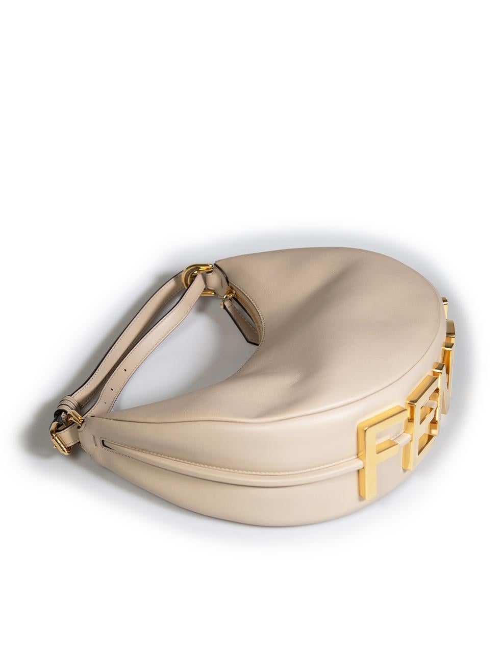 Fendi Beige Leather Fendigraphy Small Shoulder Bag For Sale 2