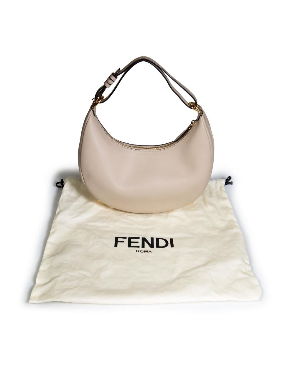 Fendi Beige Leder Fendigraphy Umhängetasche mit Fendigraphie im Angebot 4