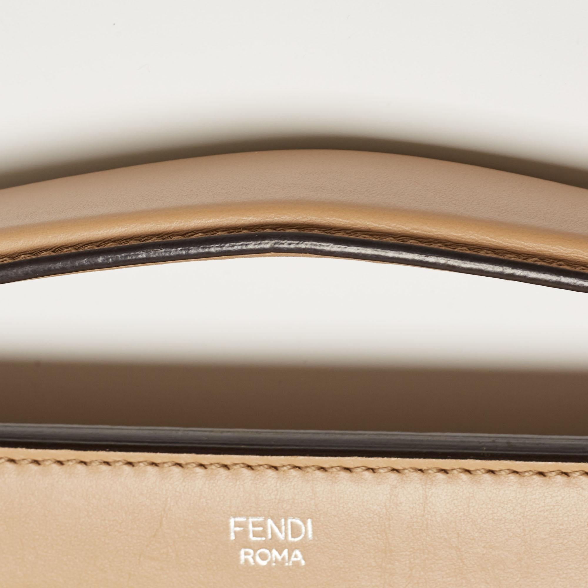 Fendi Beige Leather Flowerland Dotcom Top Handle Bag For Sale 6