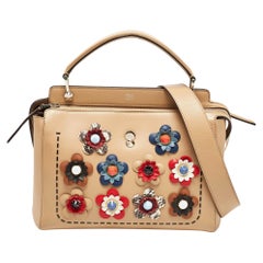 Fendi Beige Leather Flowerland Dotcom Top Handle Bag