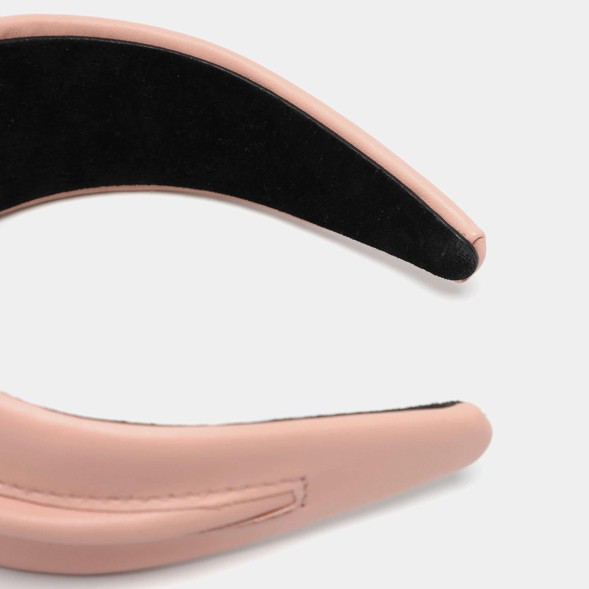 Fendi Beige Leather Graphy Headband 1