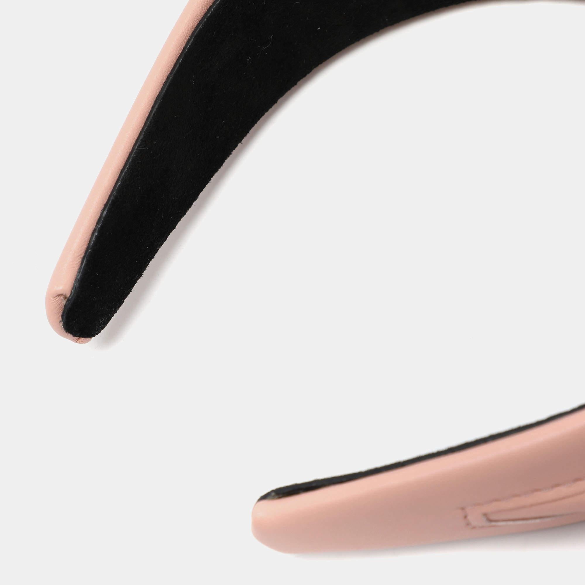 Fendi Beige Leather Graphy Headband 2