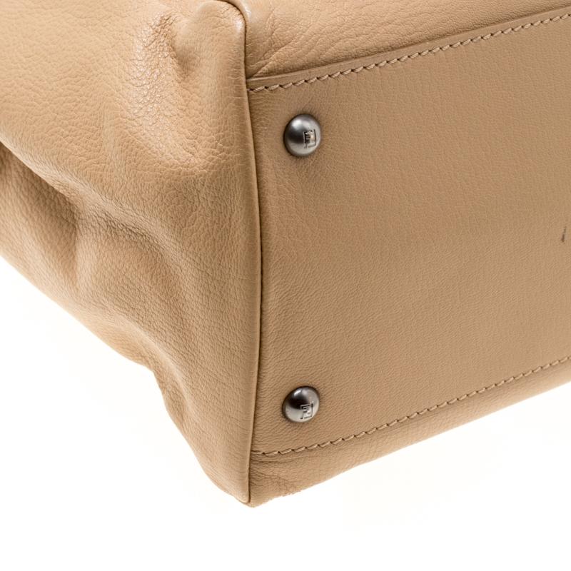 Fendi Beige Leather Large Peekaboo Top Handle Bag 6