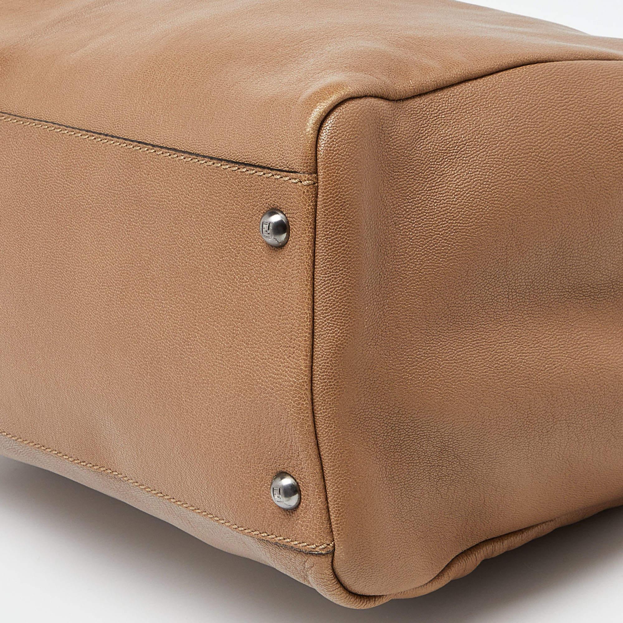 Fendi Beige Leather Large Peekaboo Top Handle Bag 7
