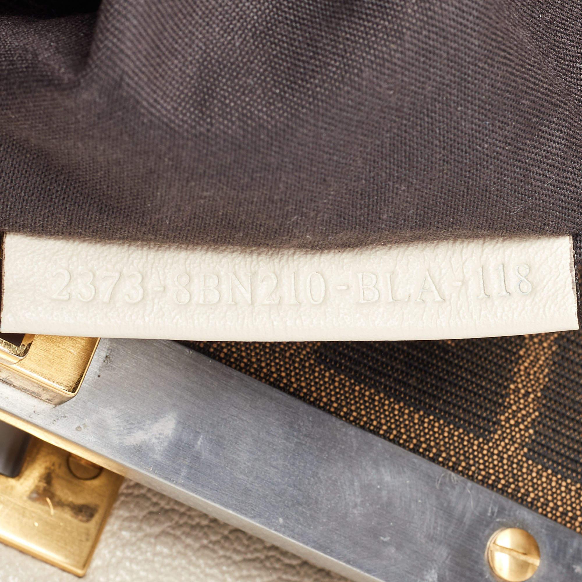 Fendi Beige Leather Large Peekaboo Top Handle Bag For Sale 10