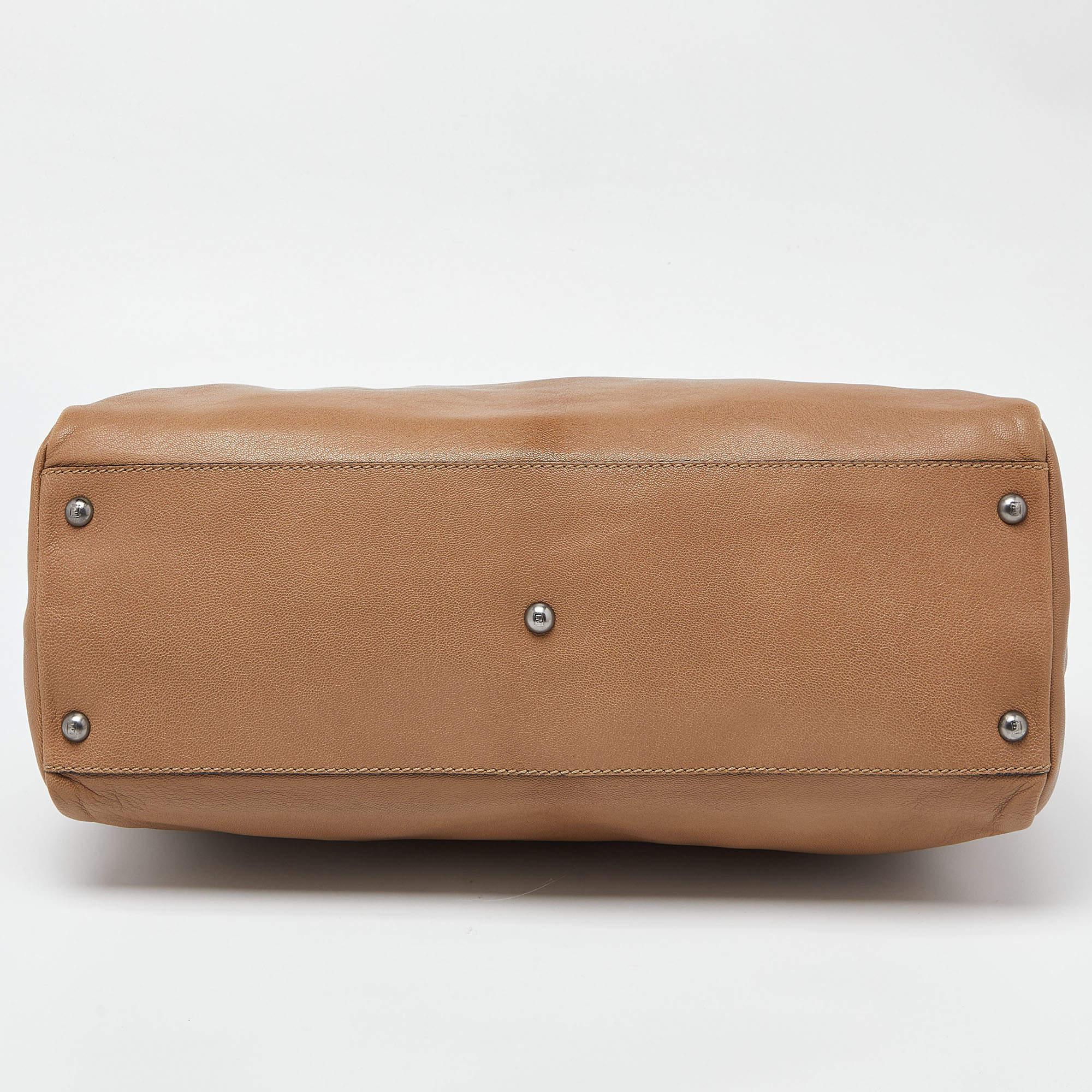 Fendi Beige Leather Large Peekaboo Top Handle Bag 1