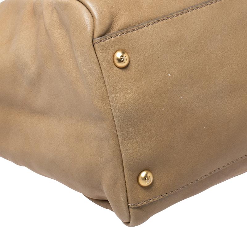 Fendi Beige Leather Large Peekaboo Top Handle Bag 2