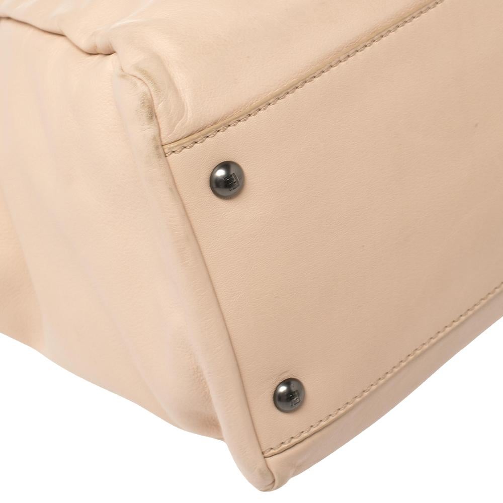 Fendi Beige Leather Large Peekaboo Top Handle Bag 2