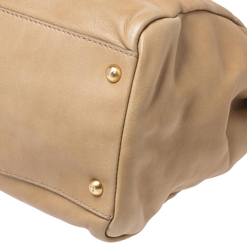 Fendi Beige Leather Large Peekaboo Top Handle Bag 3