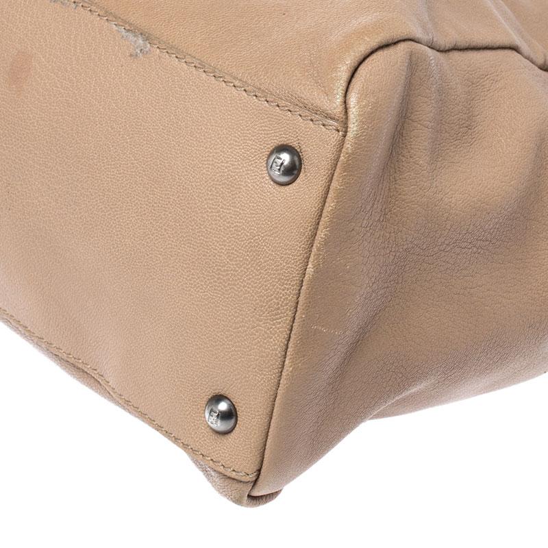 Fendi Beige Leather Large Peekaboo Top Handle Bag 4