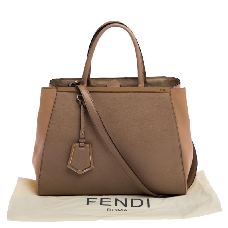 Fendi Beige Leder-Tasche Medium 2Jours 8