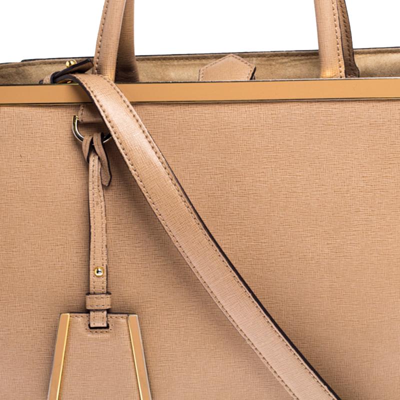 Fendi Beige Leder-Tasche Medium 2Jours 5