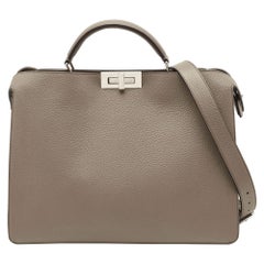 Fendi Beige Leather Medium Peekaboo ISeeU Top Handle Bag