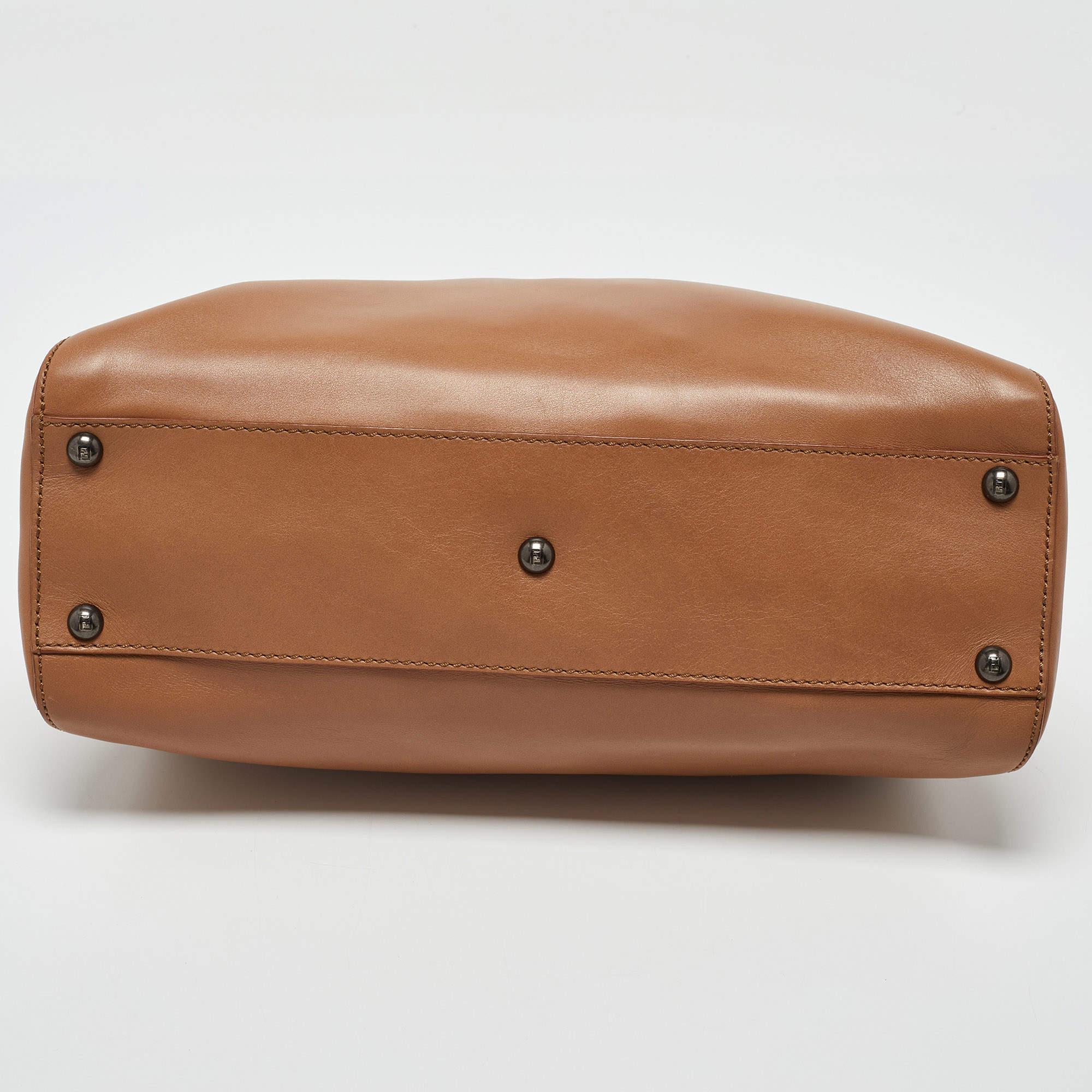 Fendi Beige Leather Medium Peekaboo Top Handle Bag 1