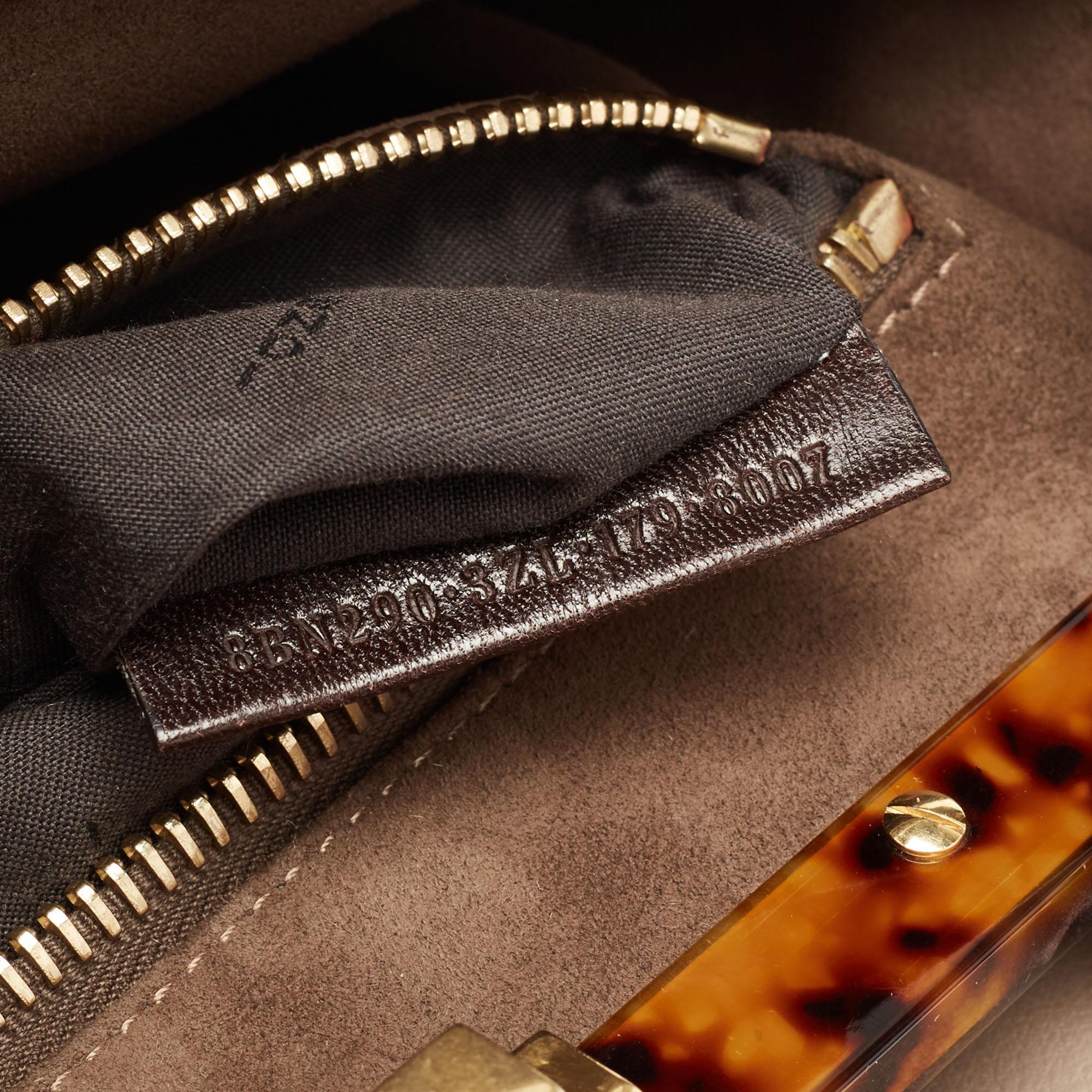 Fendi Beige Leather Medium Peekaboo Top Handle Bag