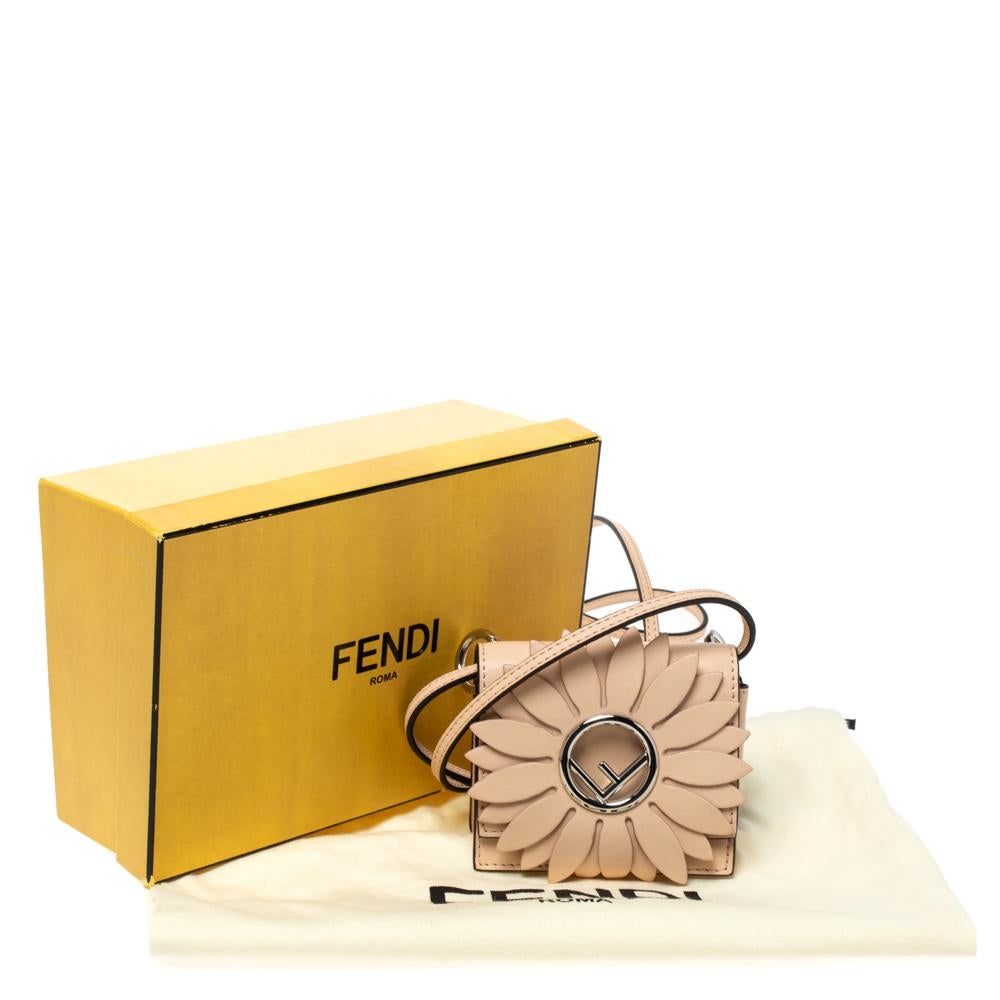 Fendi Beige Leather Micro Kan I Flower Shoulder Bag 5