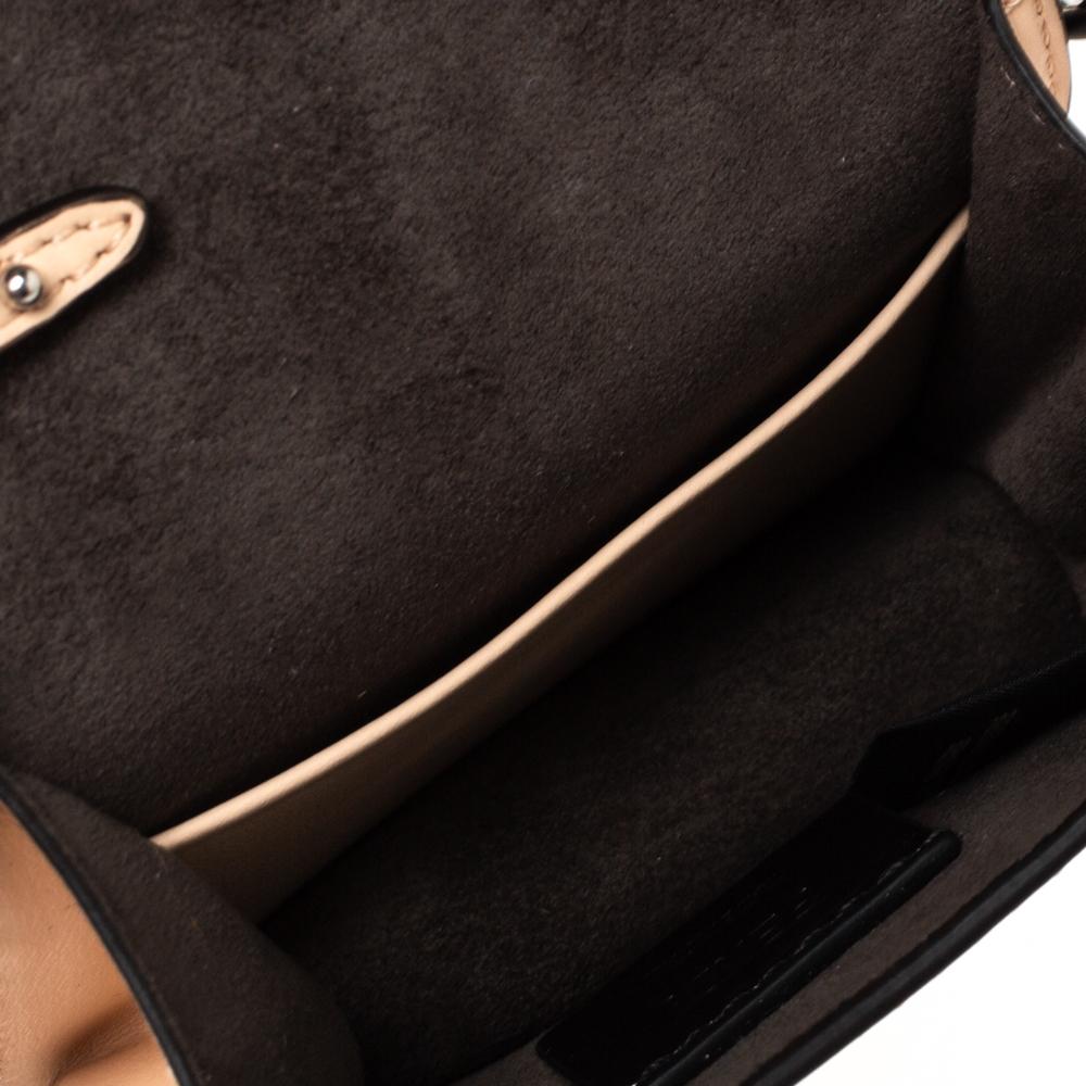 Fendi Beige Leather Micro Kan I Flower Shoulder Bag In New Condition In Dubai, Al Qouz 2