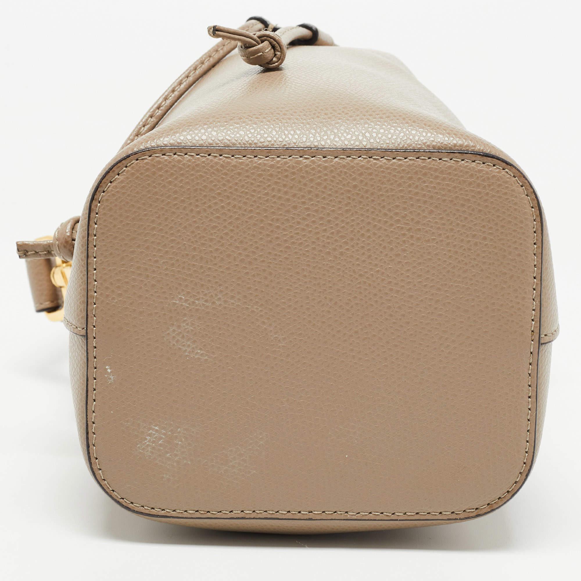 Fendi Beige Leather Mini Mon Tresor Drawstring Bucket Bag 1