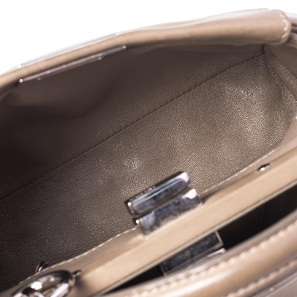 Fendi Beige Leather Mini Peekaboo Top Handle Bag 3