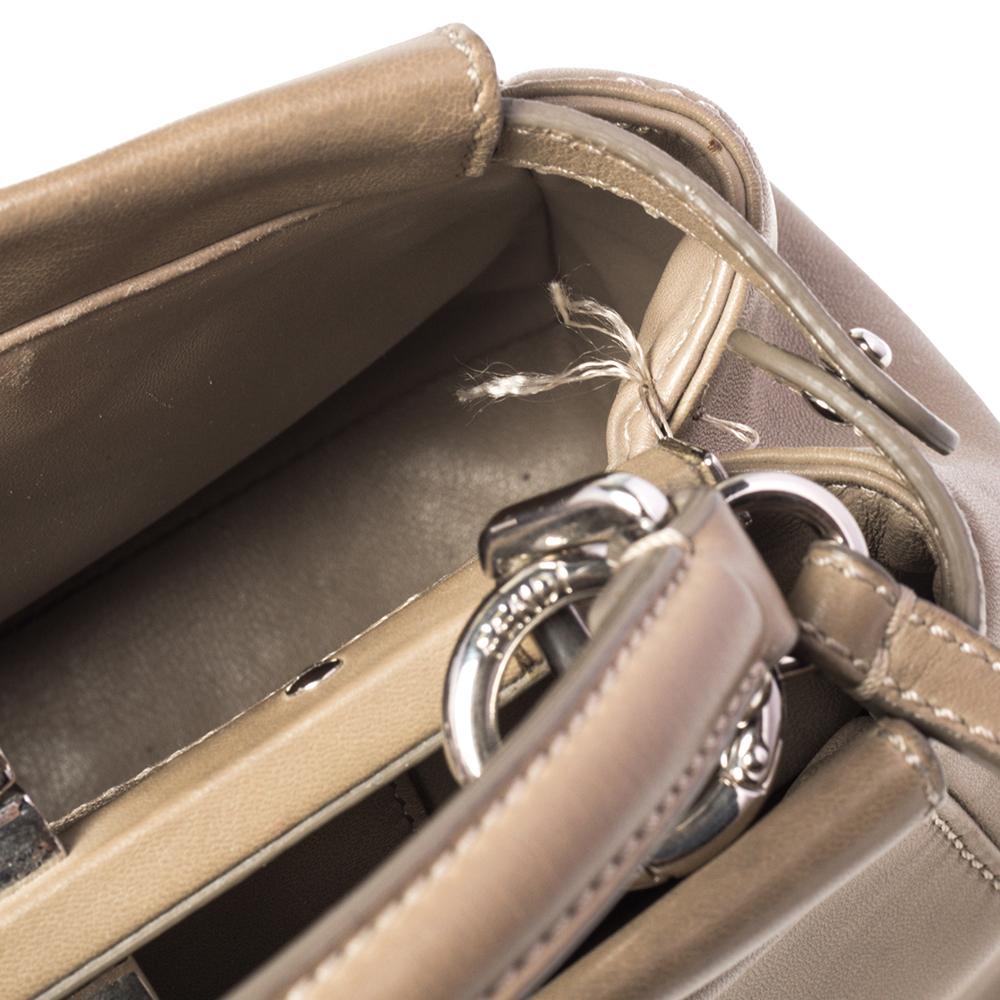 Fendi Beige Leather Mini Peekaboo Top Handle Bag 4