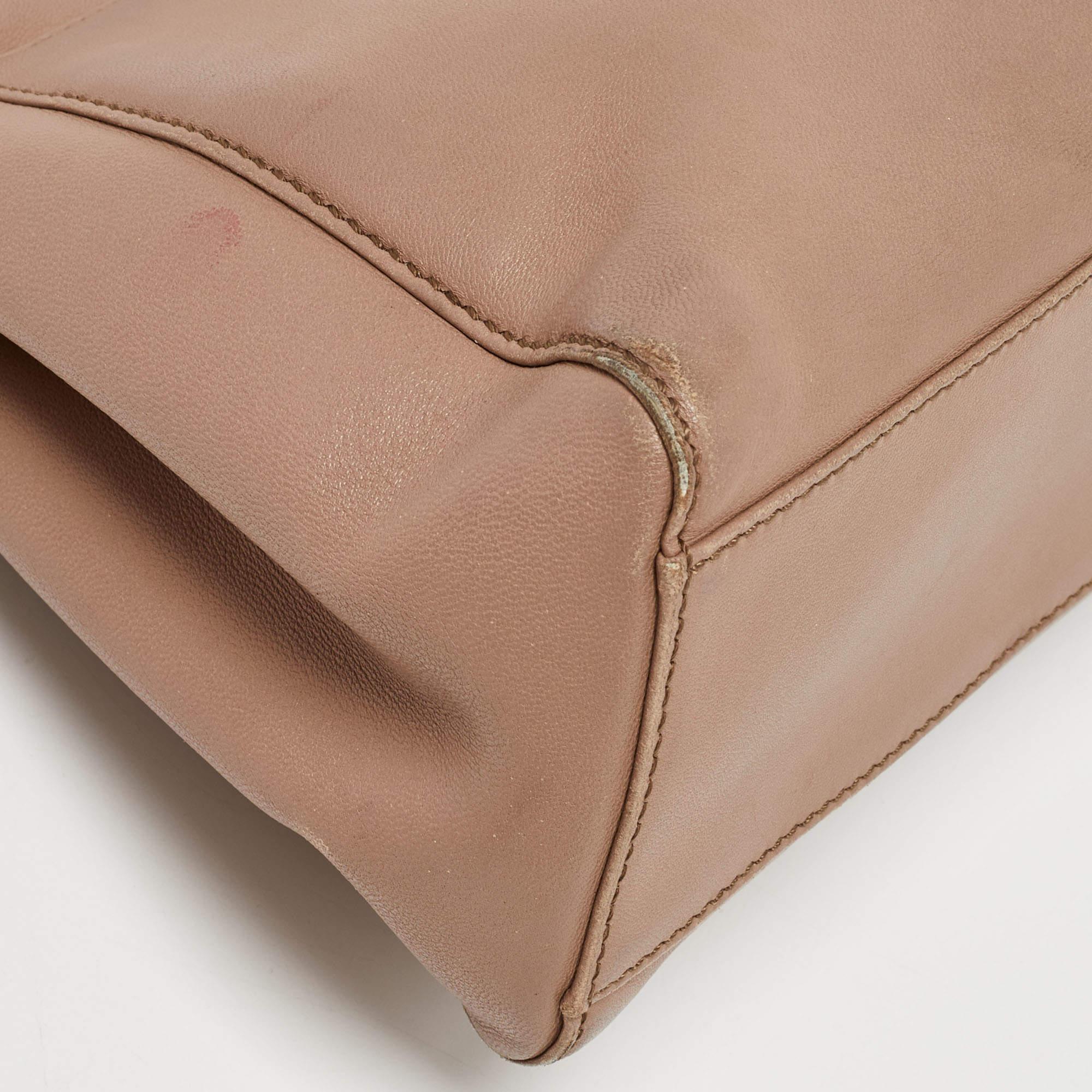 Fendi Beige Leather Mini Peekaboo Top Handle Bag 7