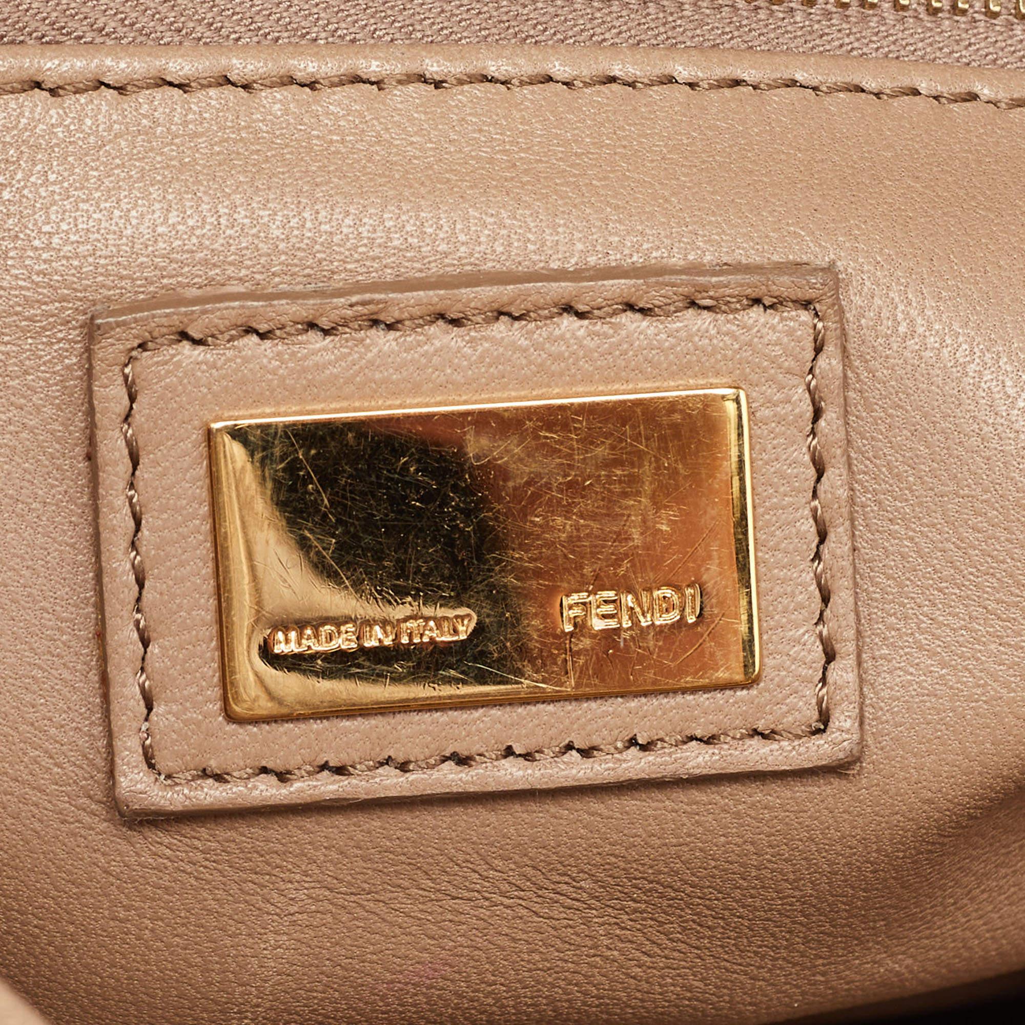Fendi Beige Leather Mini Peekaboo Top Handle Bag 9