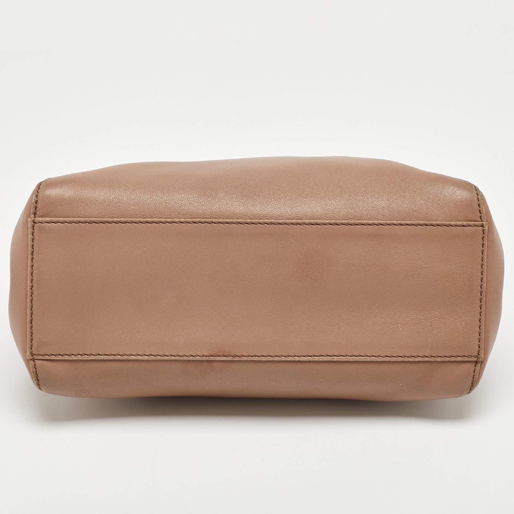 Fendi Beige Leather Mini Peekaboo Top Handle Bag 1