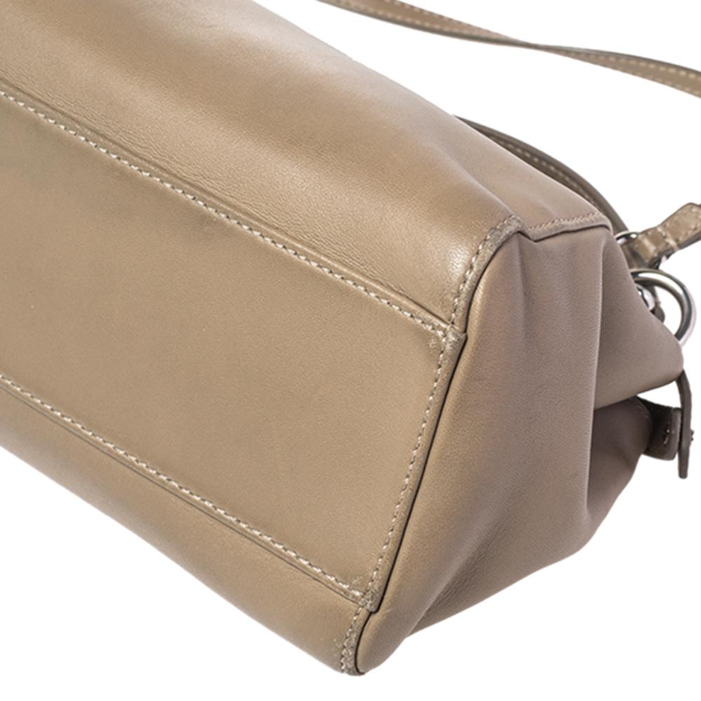 Women's Fendi Beige Leather Mini Peekaboo Top Handle Bag