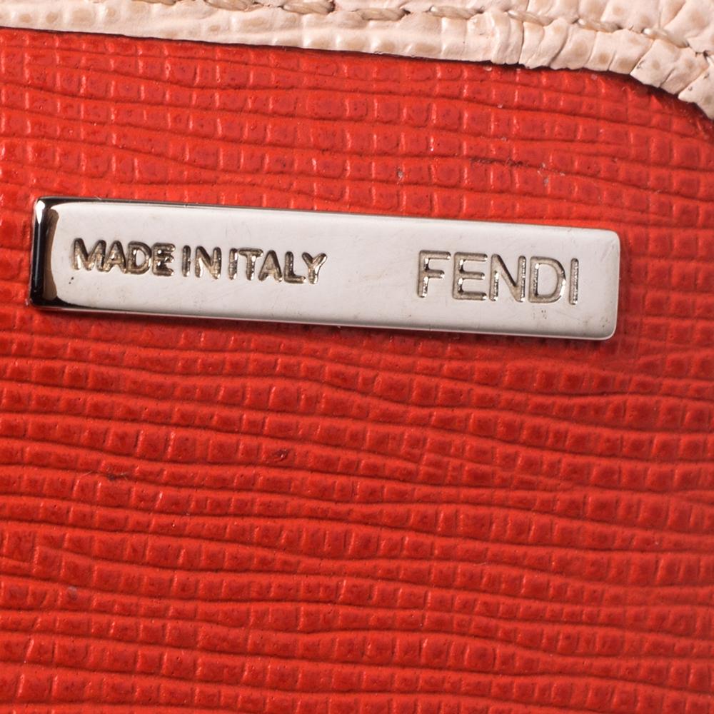 Fendi Monster Eye Elite Continental-Geldbörse aus beigefarbenem Leder im Zustand „Gut“ in Dubai, Al Qouz 2