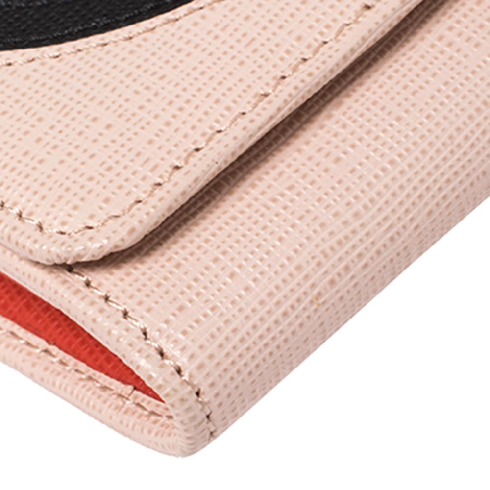 Fendi Monster Eye Elite Continental-Geldbörse aus beigefarbenem Leder 1
