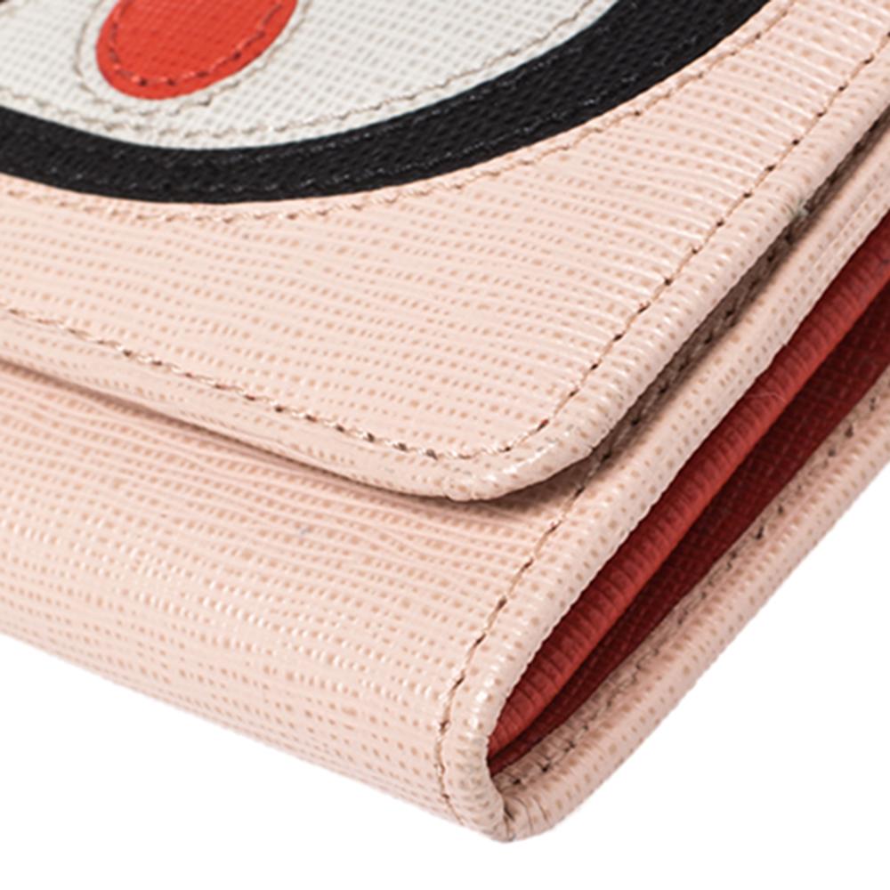 Fendi Monster Eye Elite Continental-Geldbörse aus beigefarbenem Leder 2