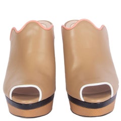 FENDI beige leather Platform Mule Sandals Shoes 41