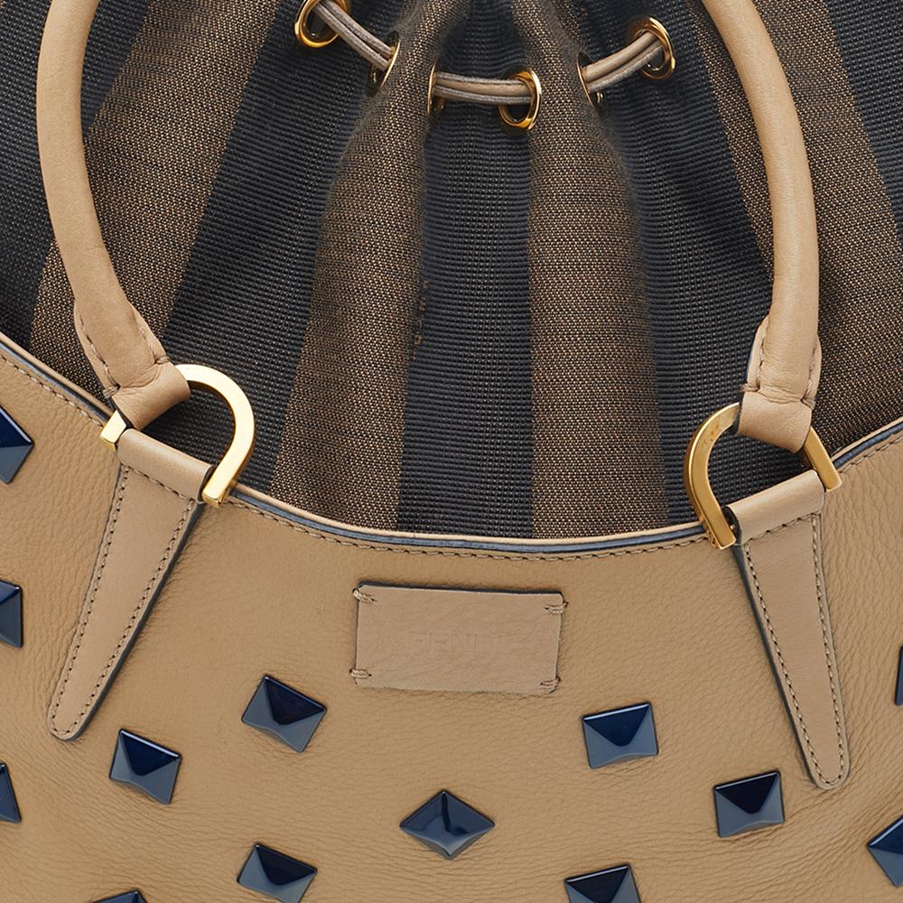 Fendi Beige Leather Small Studded B.Fab Tote 1