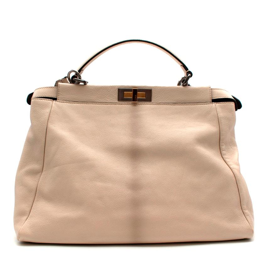 Women's or Men's Fendi Beige Leather & Snakeskin Large Peekaboo Top Handle Bag For Sale