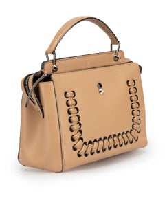 Fendi Beige Leather Whipstitch Dot Com Handbag