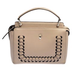 Fendi Beige Leather Whipstitch Dotcom Top Handle Bag