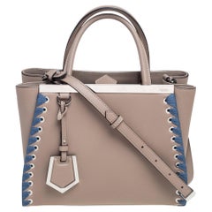 Fendi Beige Leather Whipstitch Petite 2Jours Tote