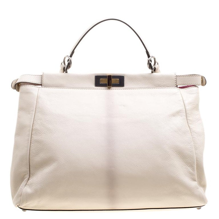 Fendi Beige Leather with Sting Ray Lining Large Peekaboo Bag For Sale ...
