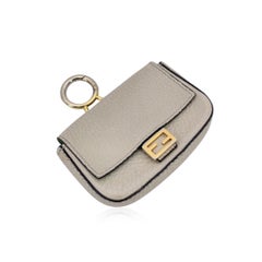 Fendi Beige Light Grey Leather Nano Baguette Bag Charm