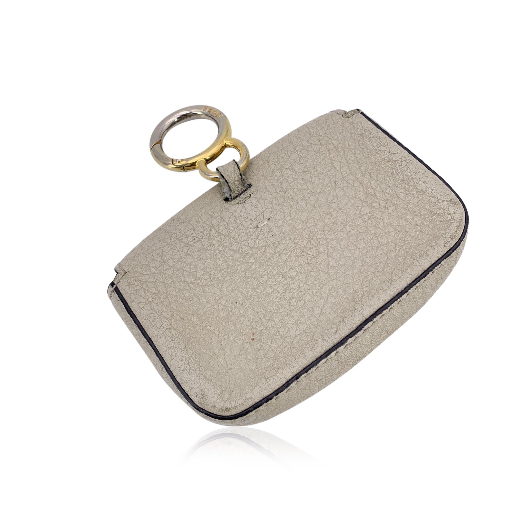 Fendi Beige Light Grey Leather Nano Baguette Bag Charm In Excellent Condition For Sale In Rome, Rome