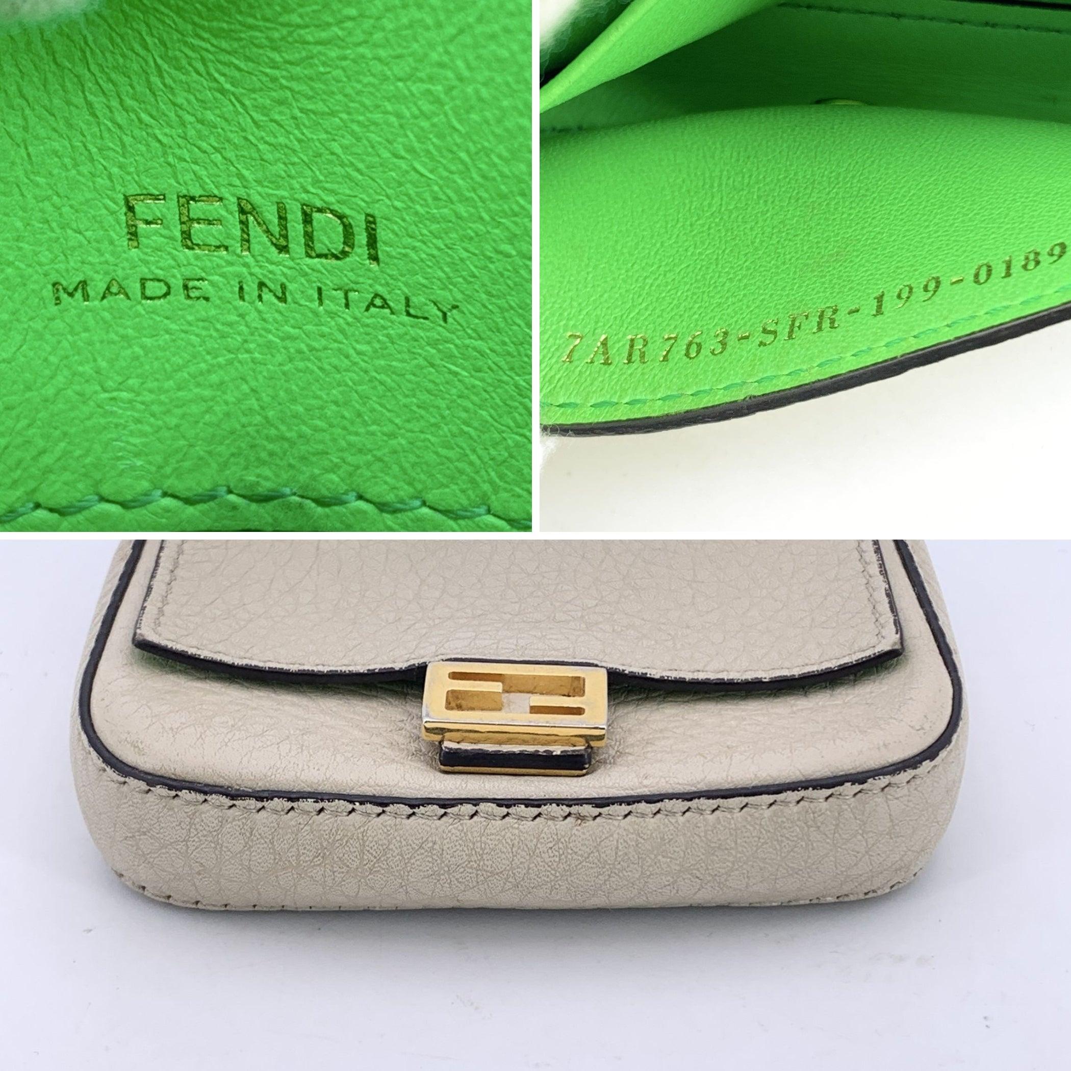 Women's or Men's Fendi Beige Light Grey Leather Nano Baguette Bag Charm For Sale