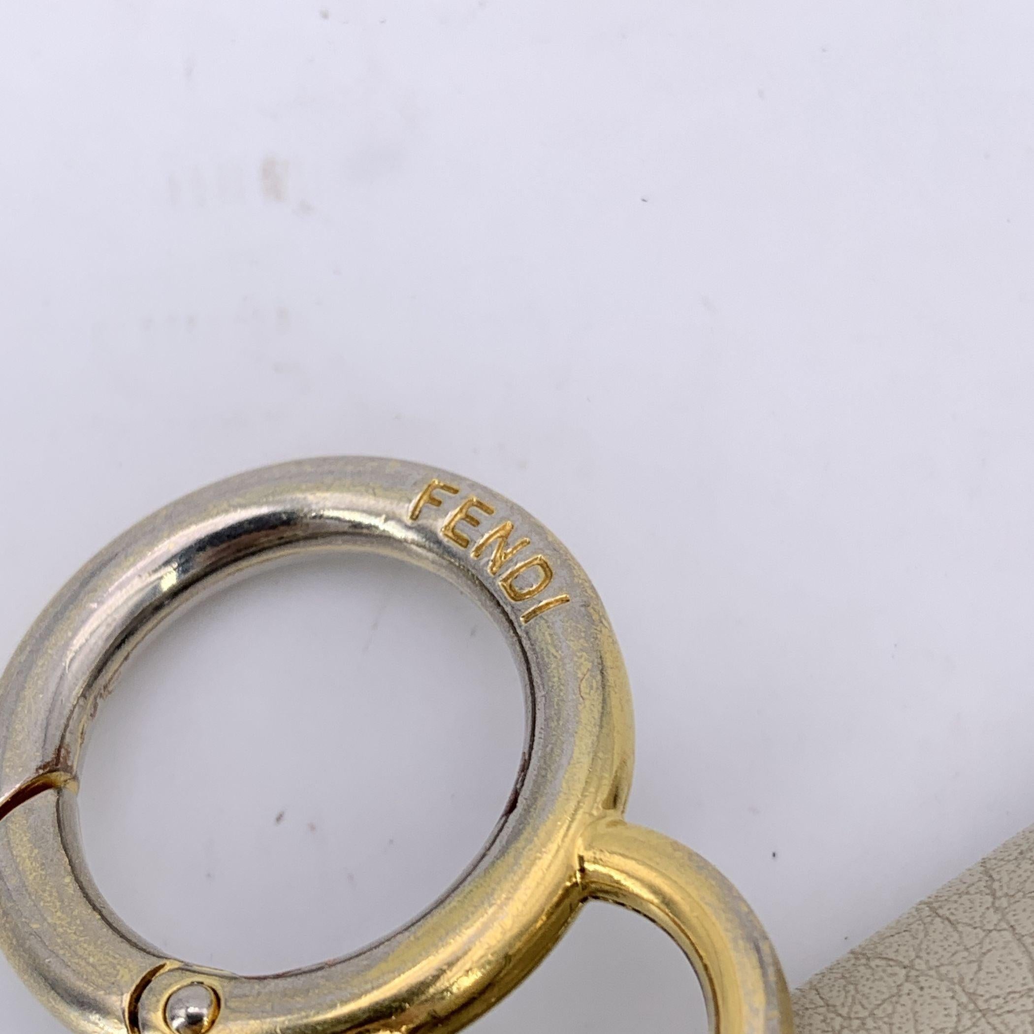 Fendi Beige Light Grey Leather Nano Baguette Bag Charm For Sale 1