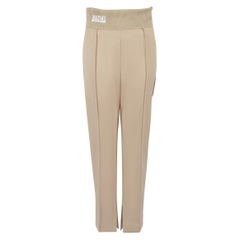 Fendi Beige Logo Waistband Tapered Trousers Size M