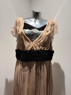 Fendi Beige Long Dress with Black Waistband