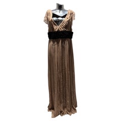 Fendi Beige Long Dress with Black Waistband